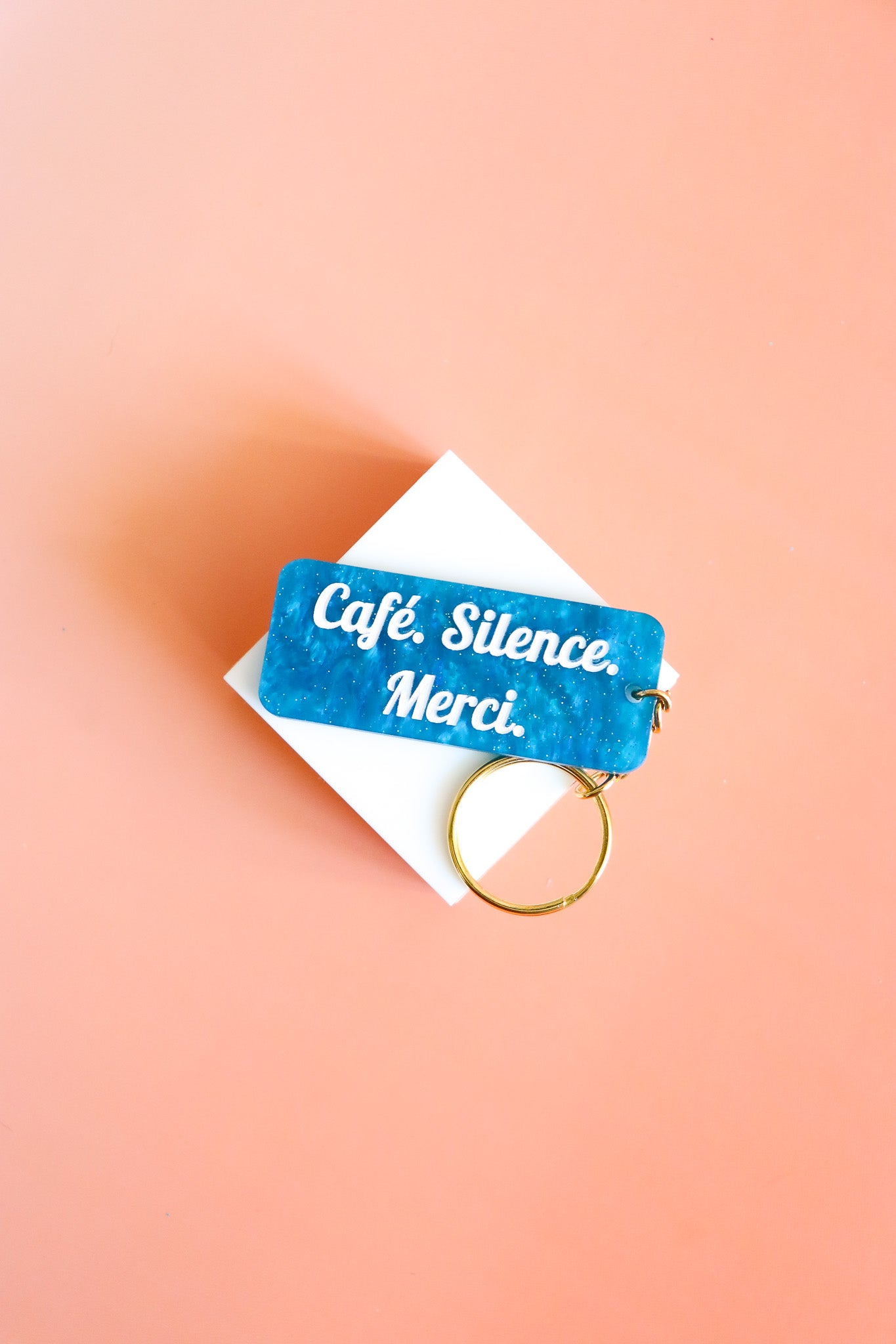 Porte clés à message - Café. Silence. Merci