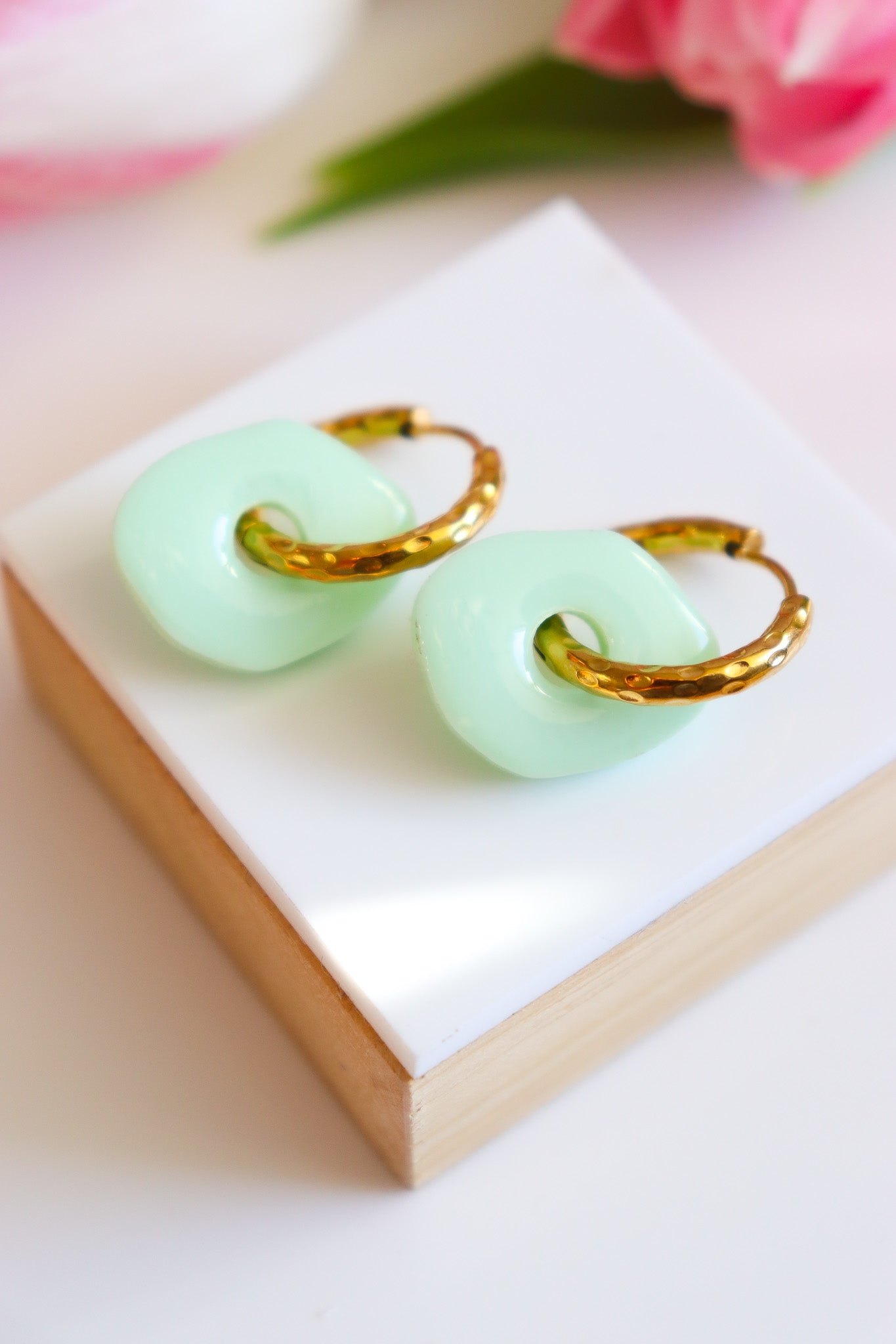 Créoles Céleste pastel vert