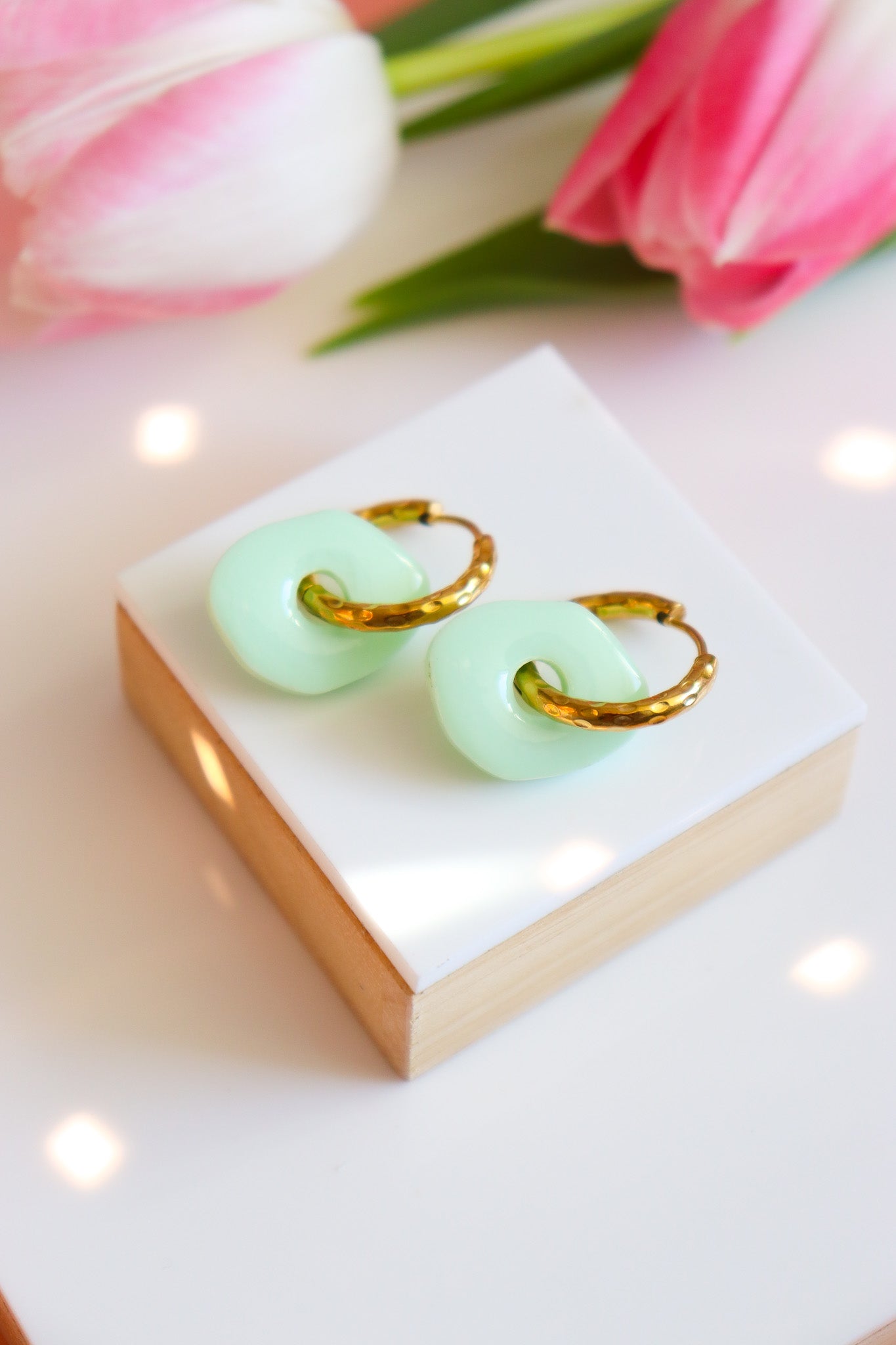 Créoles Céleste pastel vert