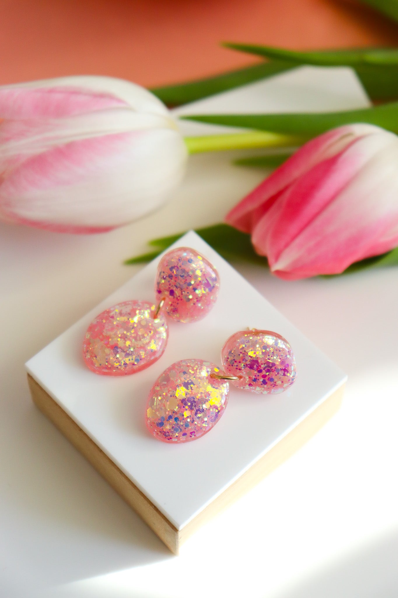 Boucles d'oreilles galet Vaiana rose