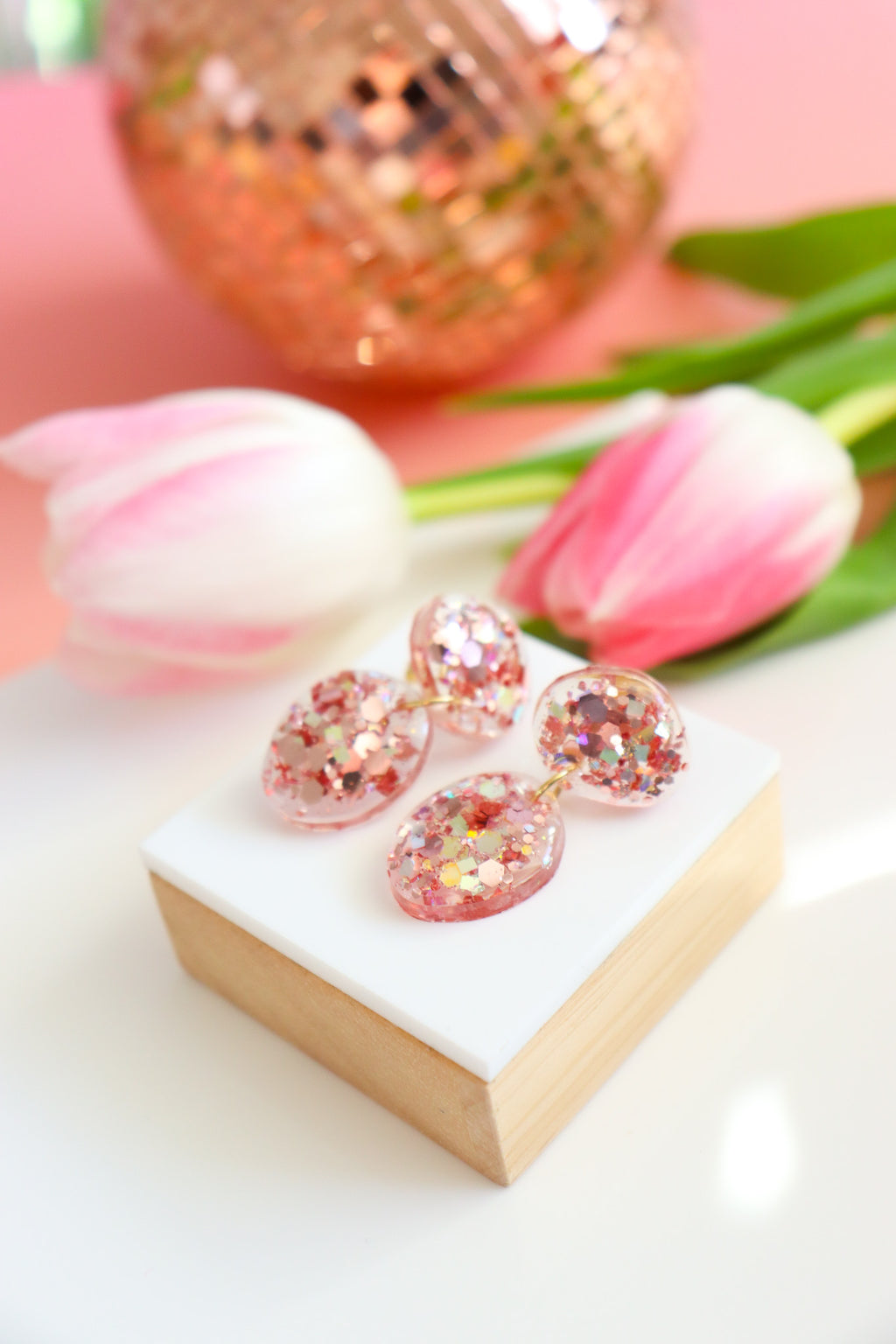 Boucles d'oreilles galet poussières gold