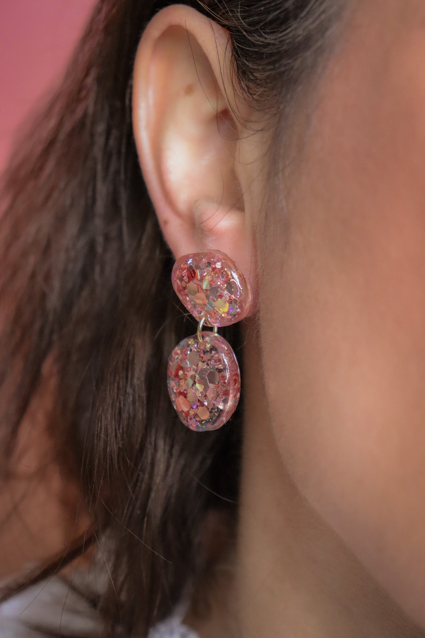 Boucles d'oreilles galet poussières gold