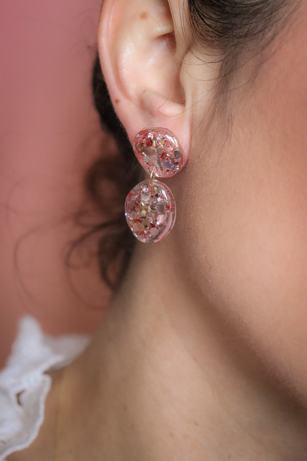 Boucles d'oreilles galet poussières gold