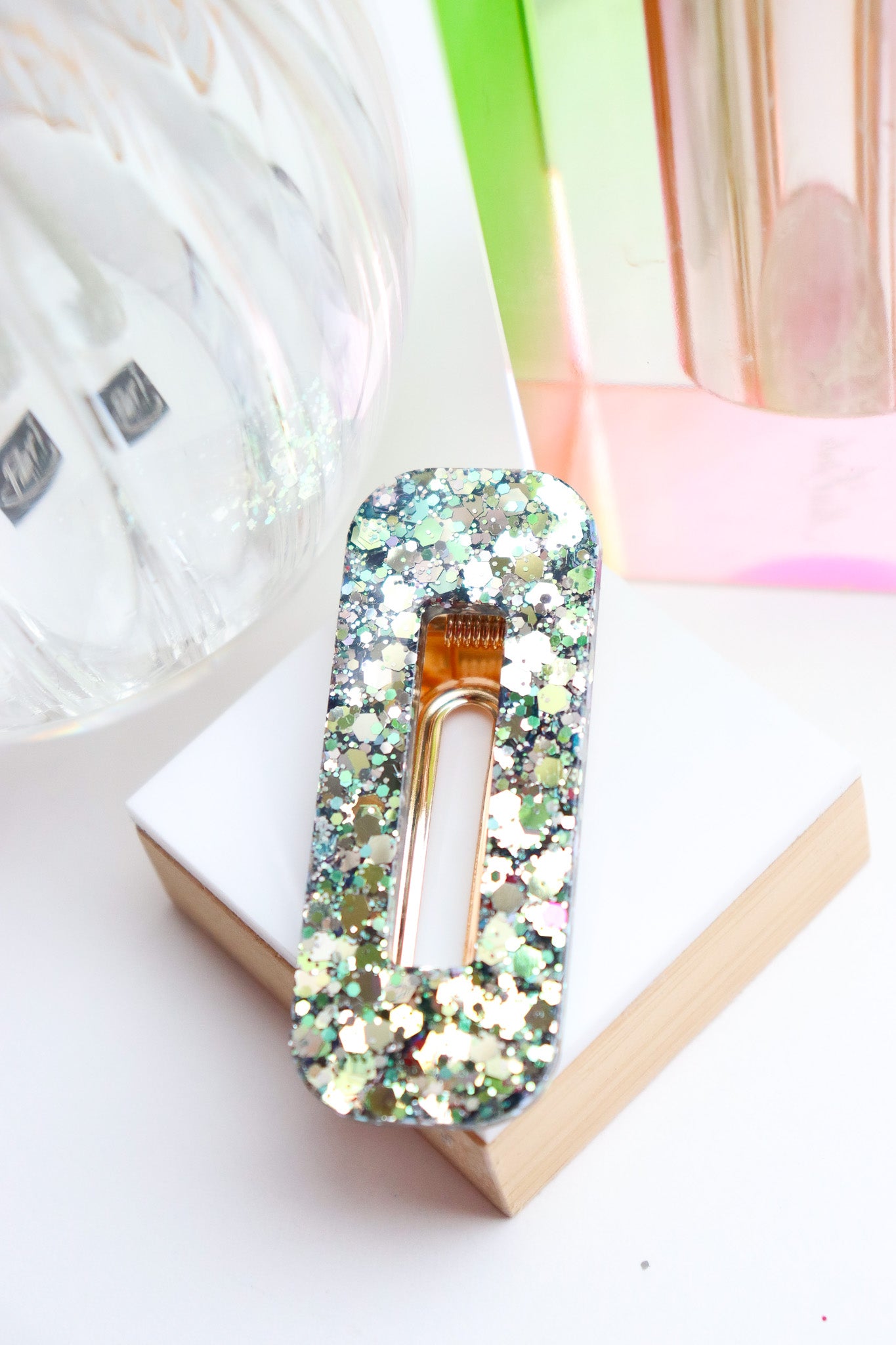 Barrette Vert Holographique