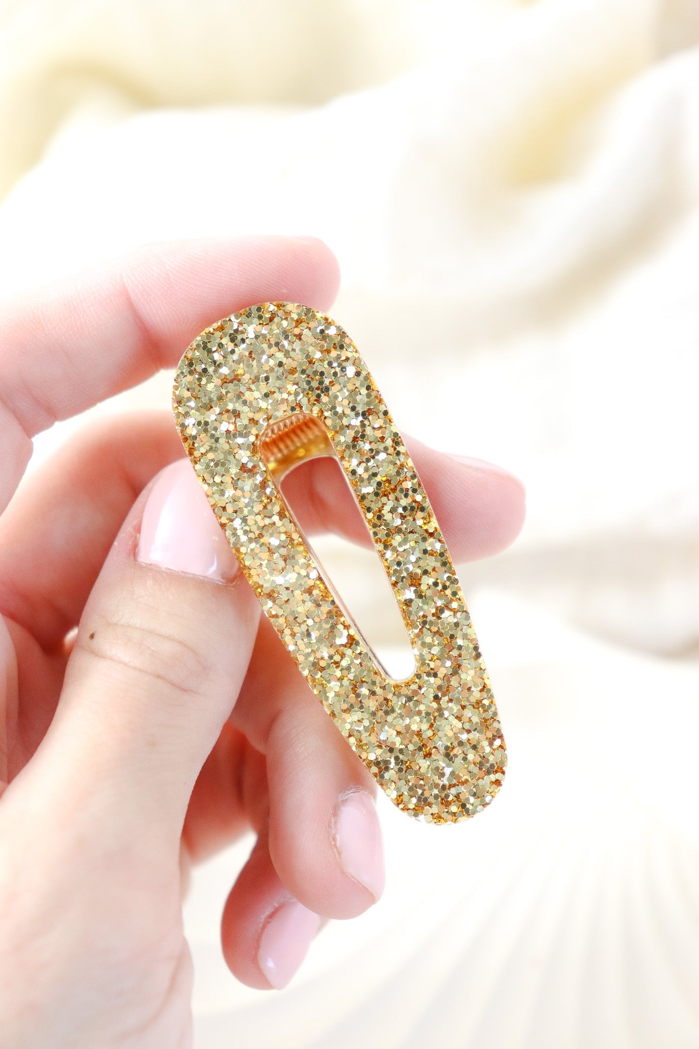 Barrette Paillettes Or