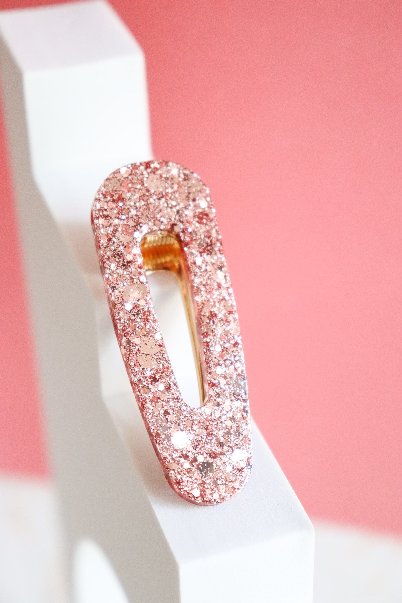 Barrette paillettes rose gold