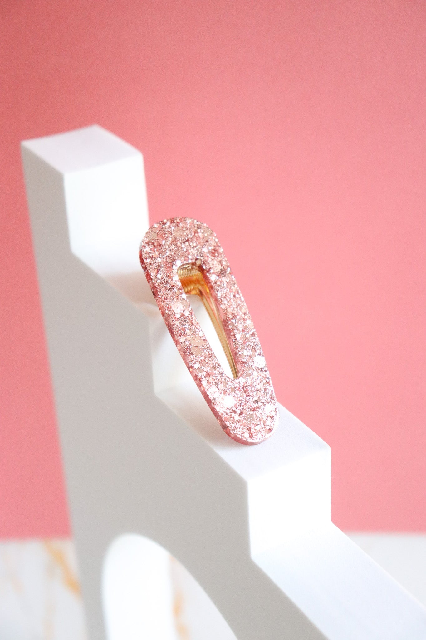 Barrette paillettes rose gold