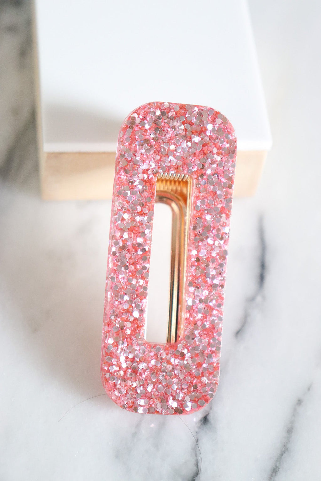 Barrette Paillettes Rose Argent