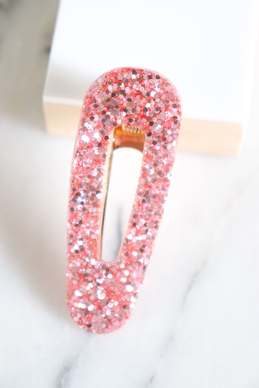 Barrette Paillettes Rose Argent