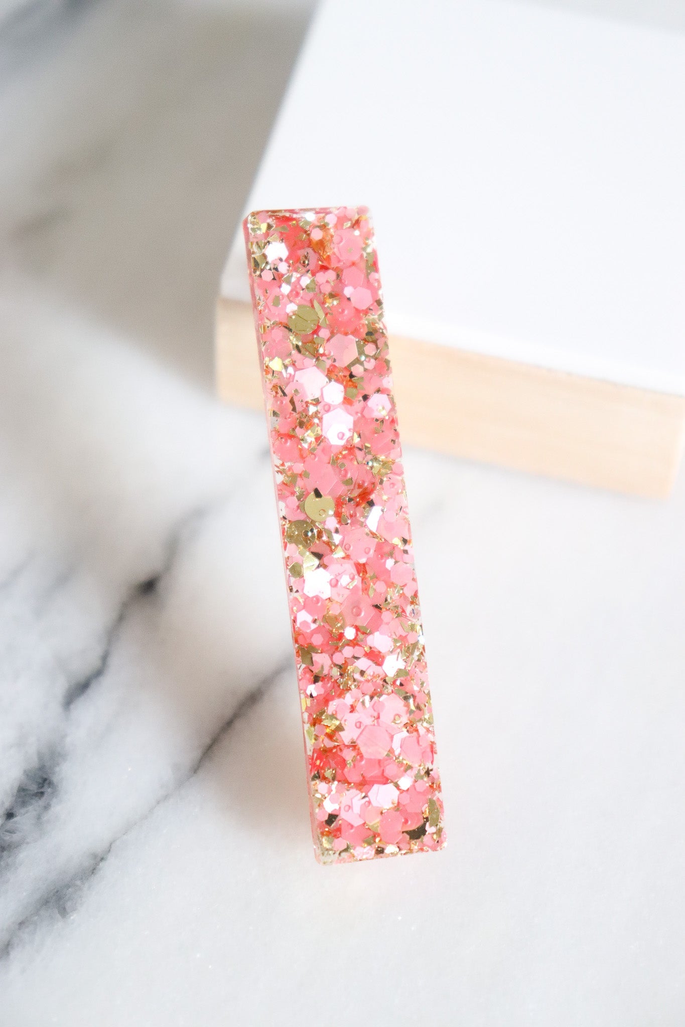 Barrette Paillettes Roses et Or