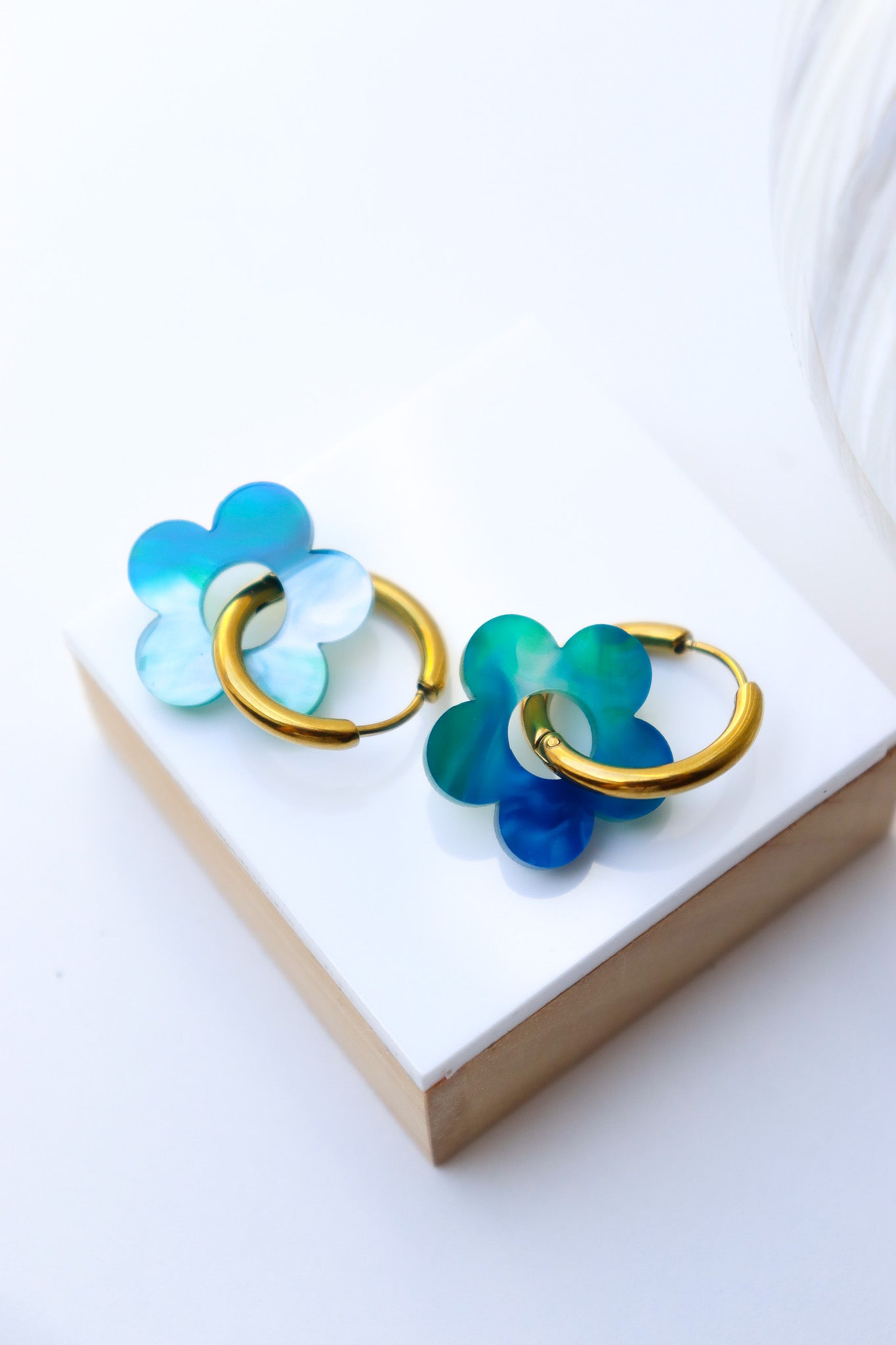 Créoles Isabelle Nacré Bleu et Vert