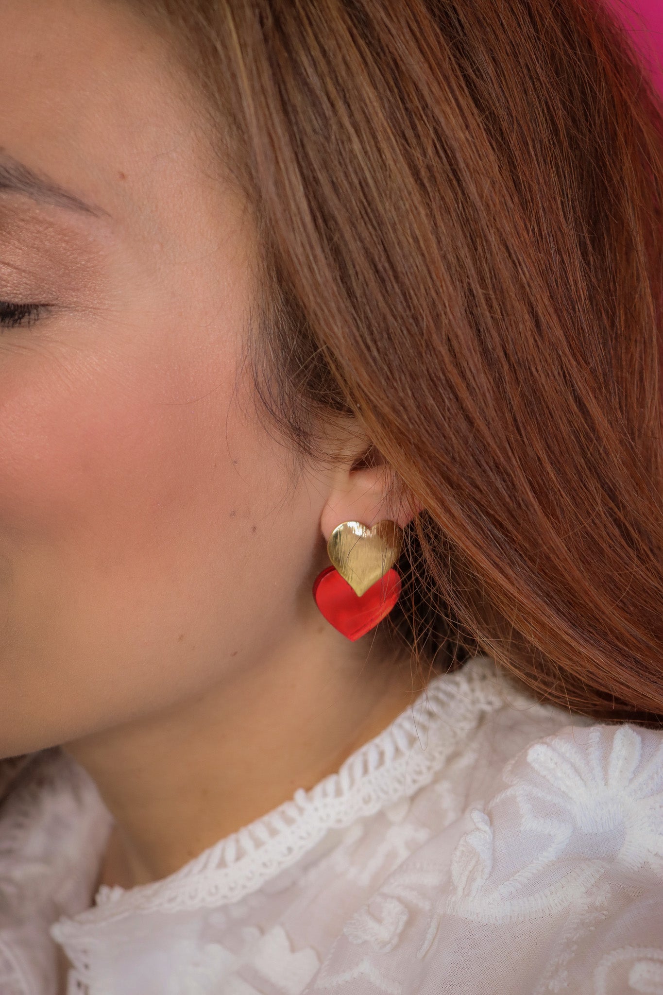 Boucles d'oreilles Caroline Miroir Rouge