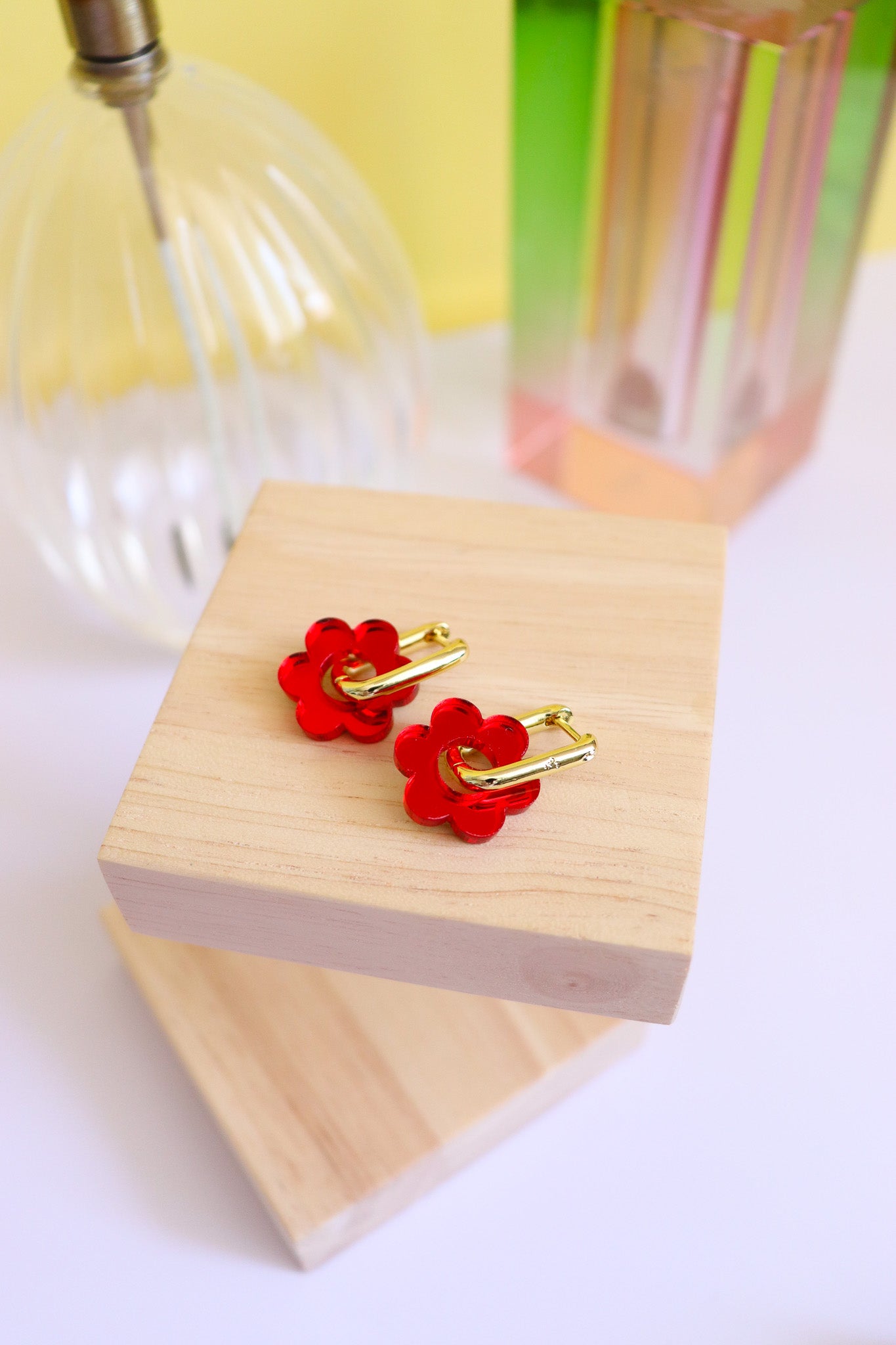 Créoles Vivienne miroir rouge