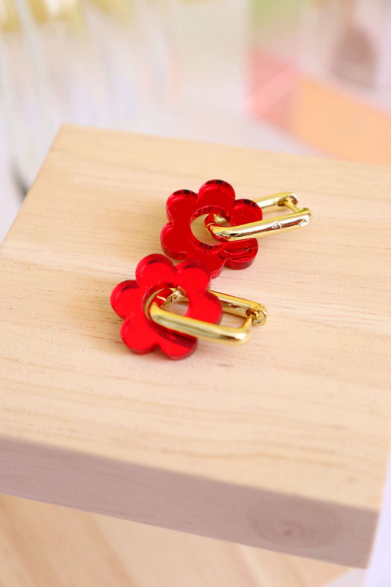 Créoles Vivienne miroir rouge