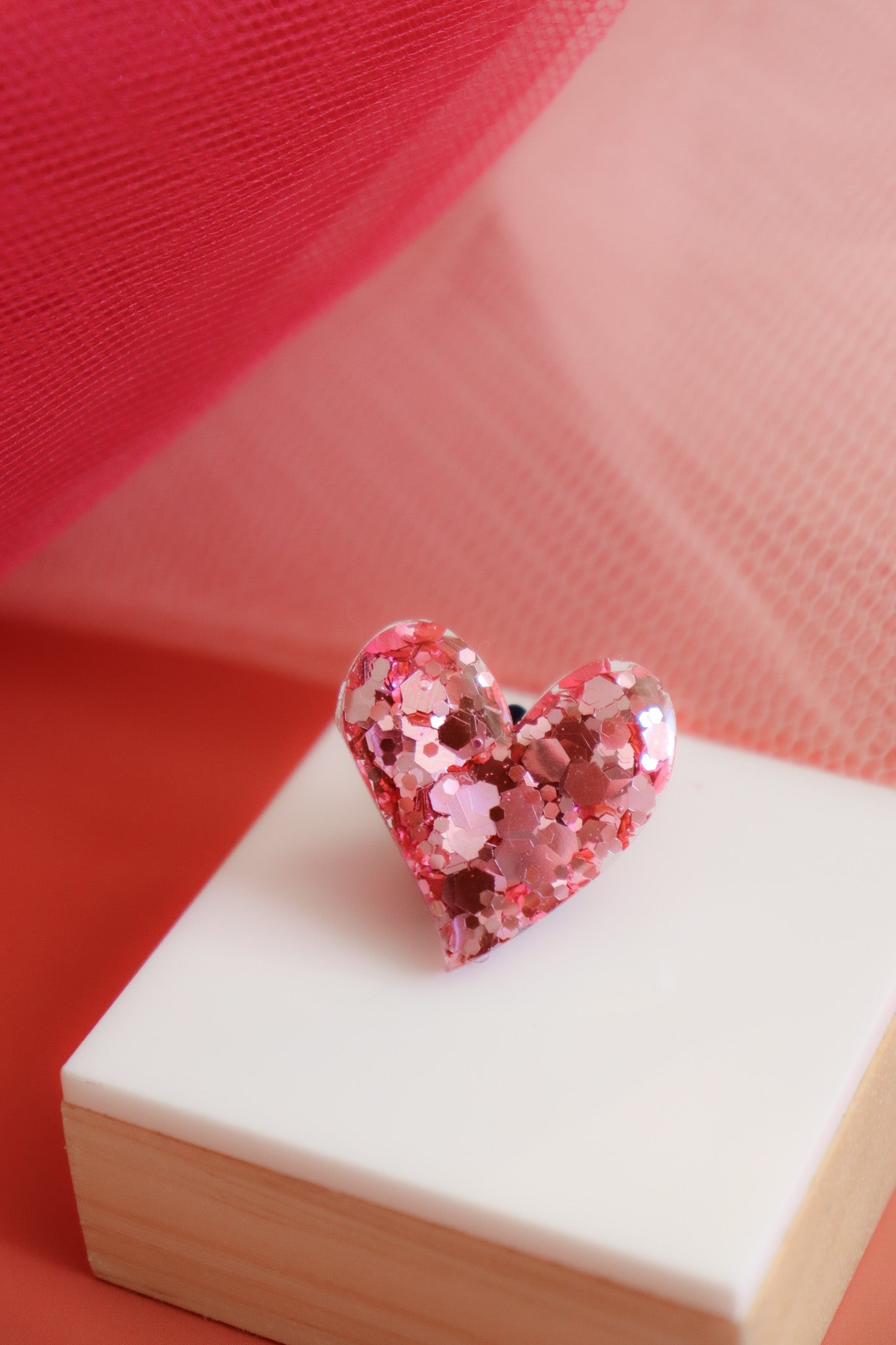 Pin's Coeur Vieux rose Holographique