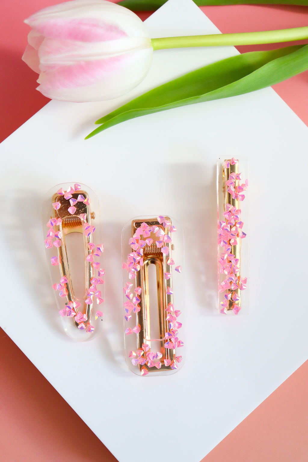 Barrette Diamants Roses