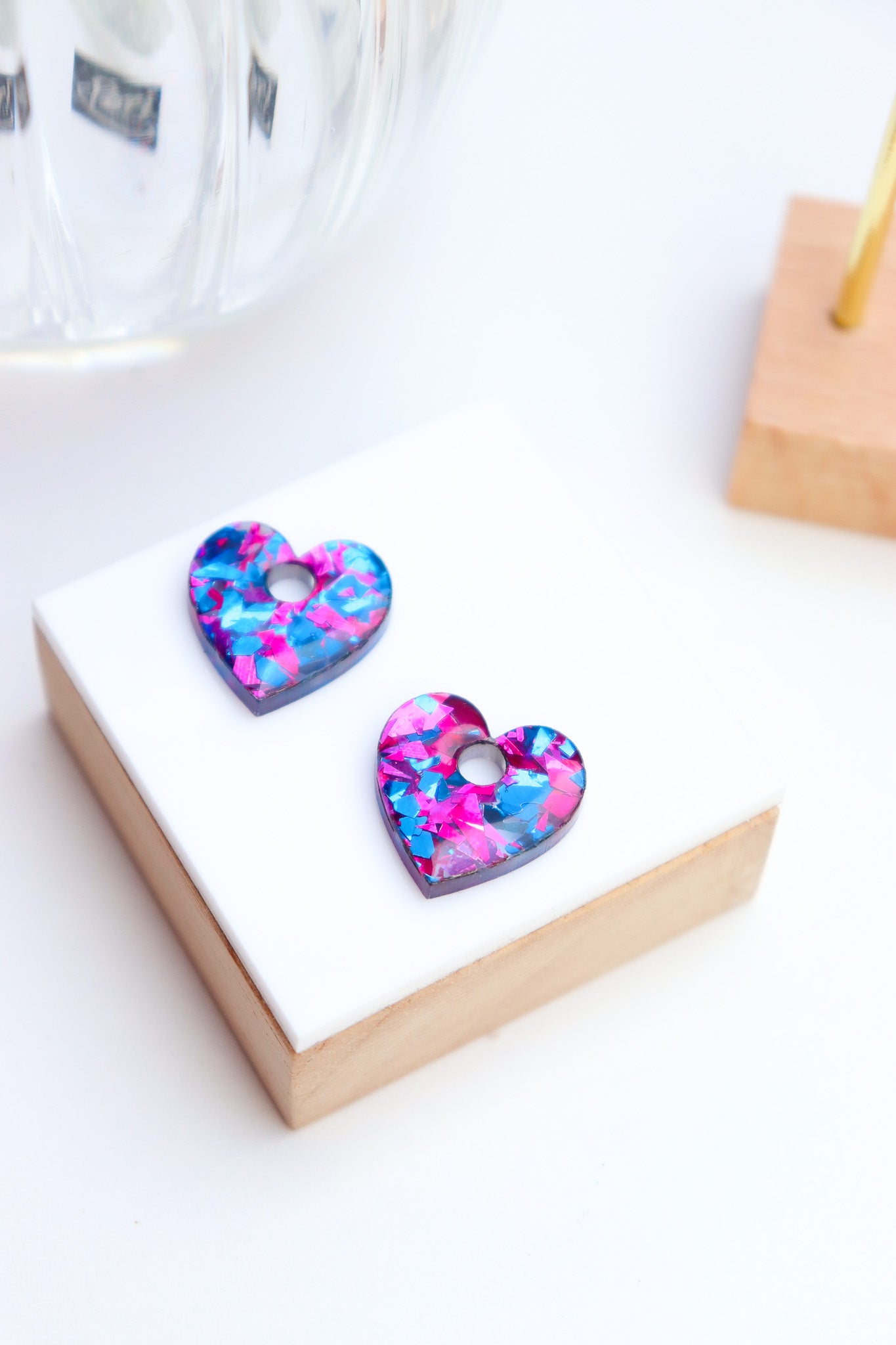 Créoles Victoire Flocons bleus et roses