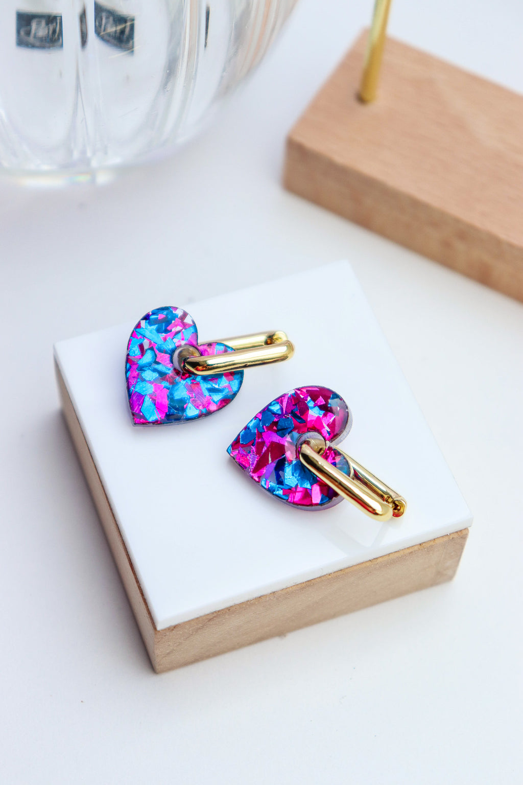 Créoles Victoire Flocons bleus et roses