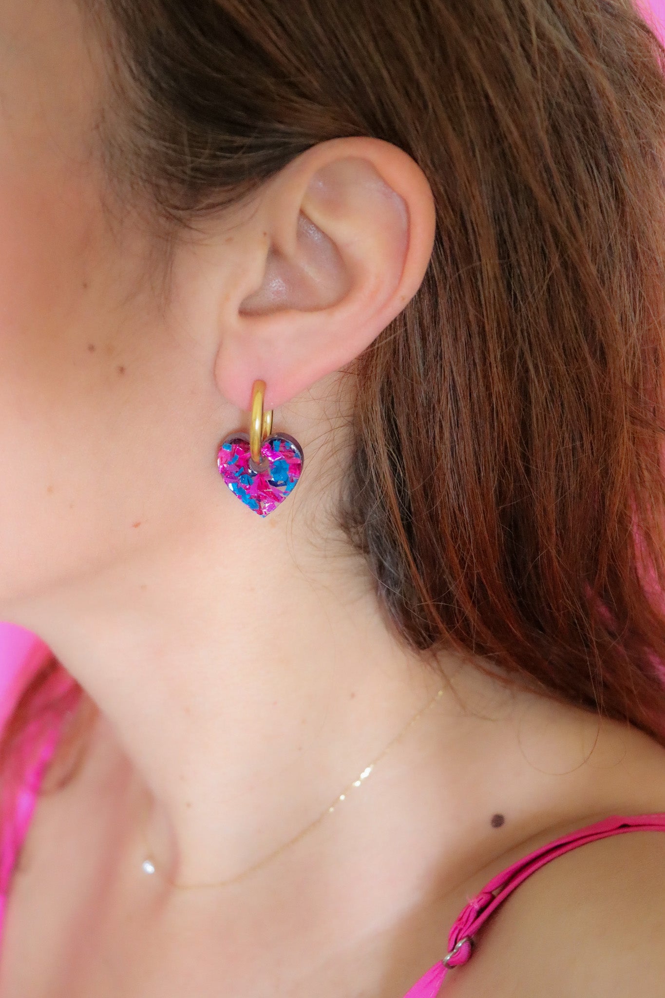 Créoles Victoire Flocons bleus et roses