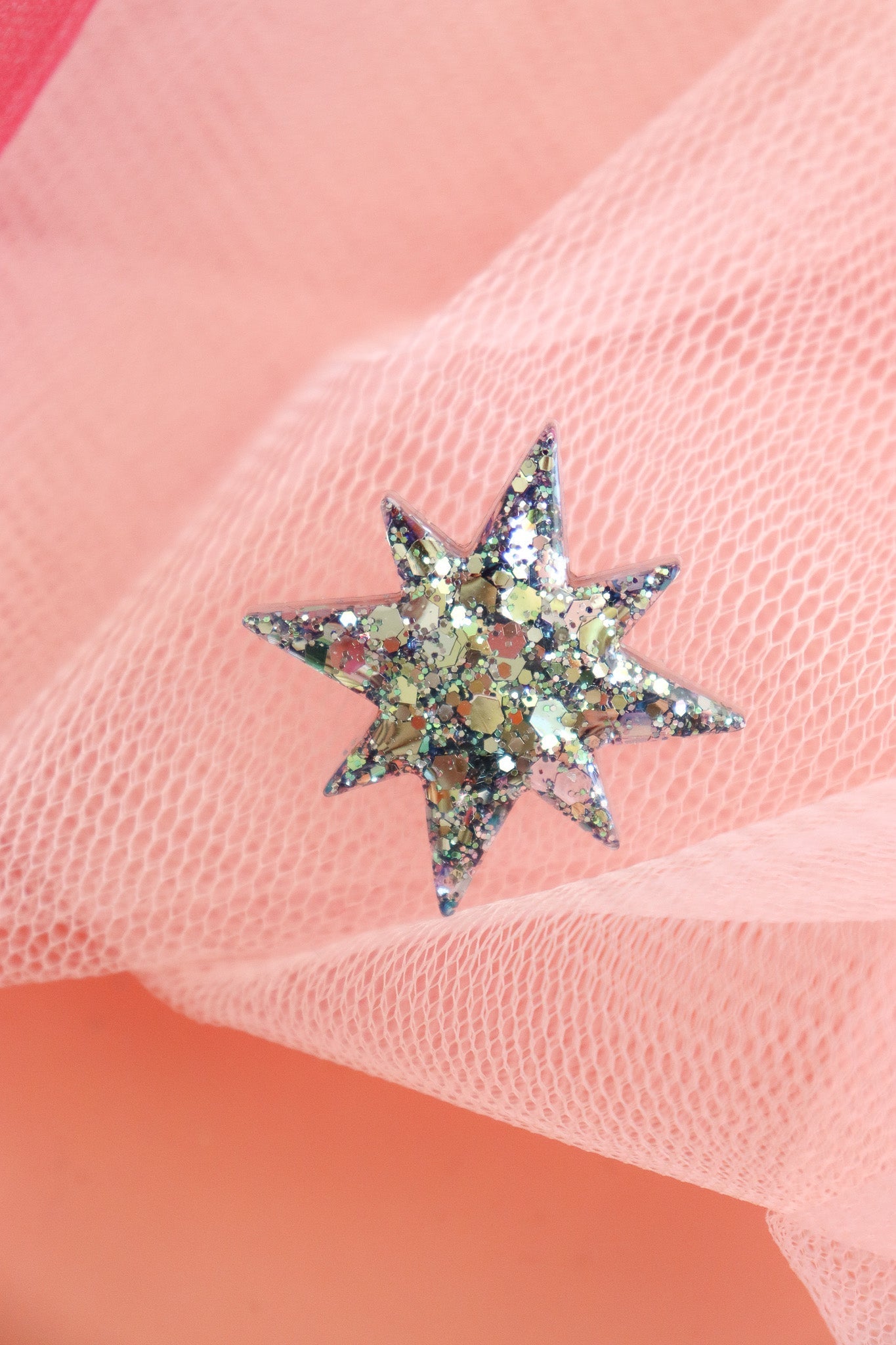 Broche Etoile du soir vert holographique