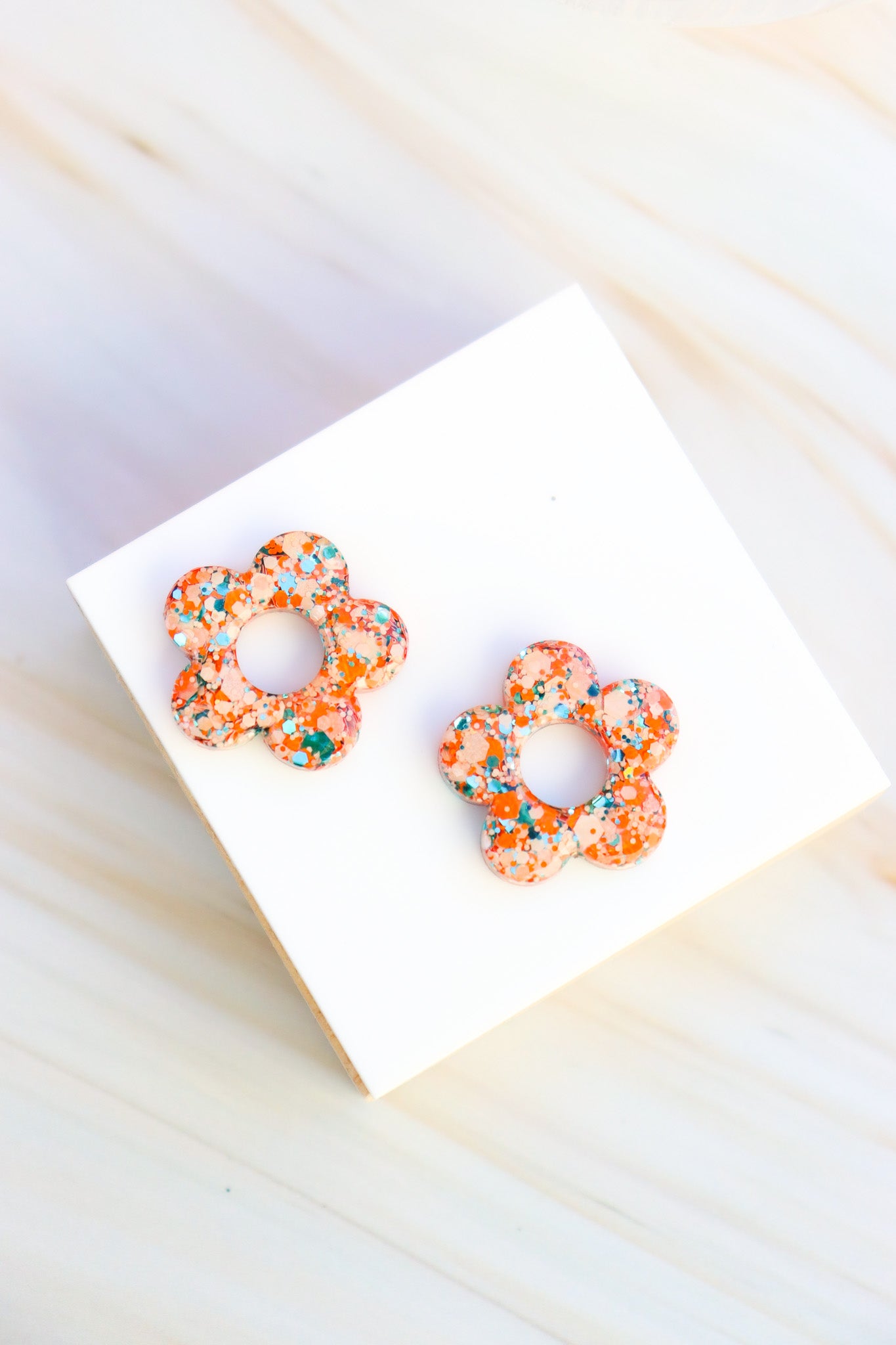 Créoles Isabelle Paillettes Citrouille turquoise