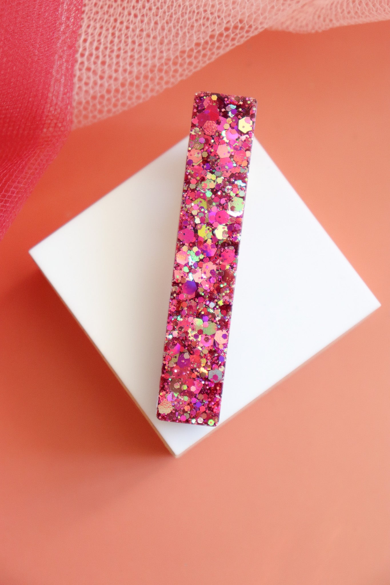 Barrette Rouge Vintage Holographique