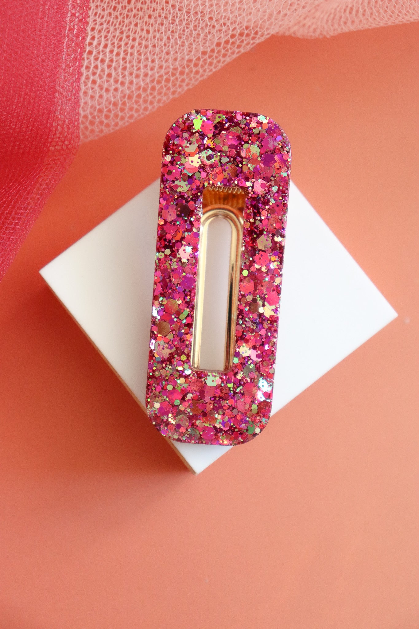 Barrette Rouge Vintage Holographique